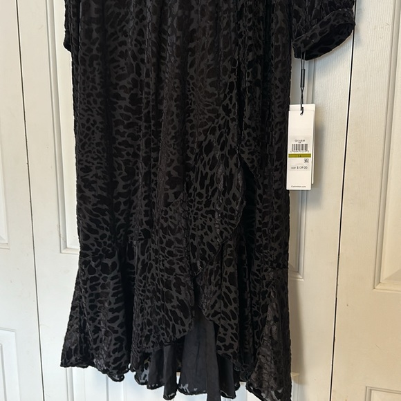 Calvin Klein stunning black womens DRESS mock wrap VELVET tie at side S… - Picture 11 of 16